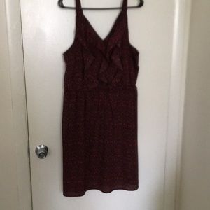 Black ruffle dress with red print